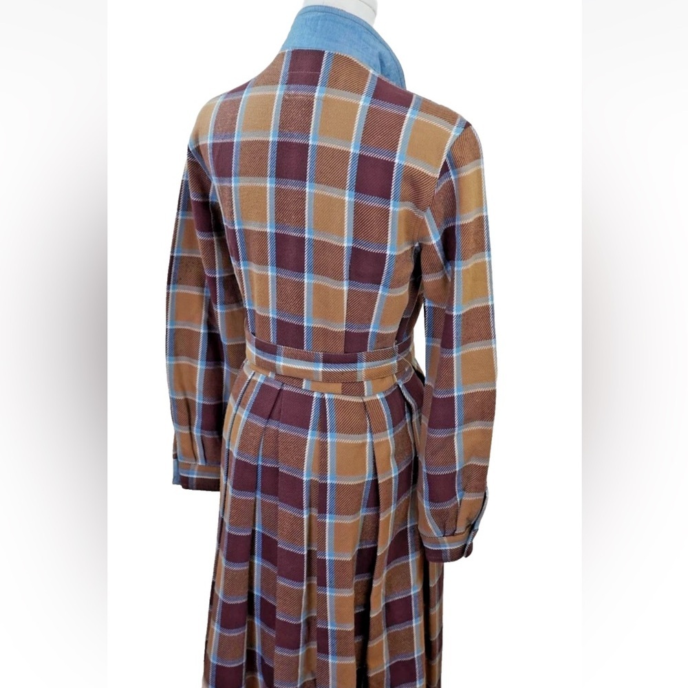Vintage Armani Plaid Belted Maxi Dress - Picture 2 of 8